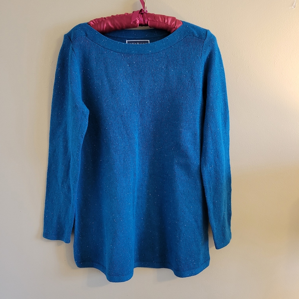 Karen Scott | Teal Blue Green Speckled Sweater Small NWOT